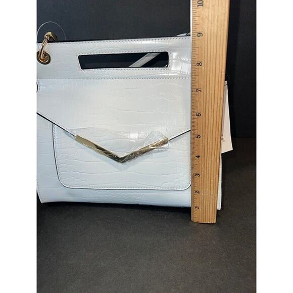 Lulu white jacee triple handle flap shoulder bag crossbody purse croc NWT - Picture 5 of 12